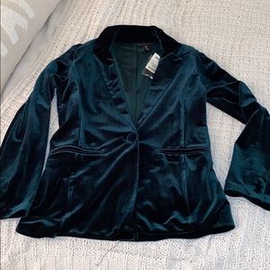 Emerald green velvet blazer